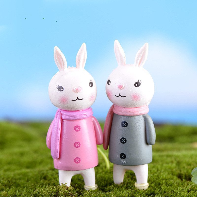 Mini Fairy Garden Animals Cartoon Prince Rabbit Figurine Dolls Pot Bonsai Resin Car Interior Decoration Terrariums Fairy Garden Decoration Wholesale Fairy Garden Accessories Supplies Lovely Mini Rabbit Small Kids Toys Room Decor